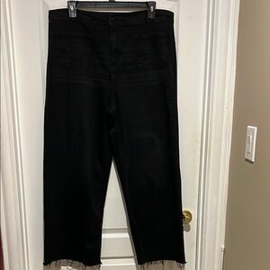 Oat New York High Rise Black Raw Hem Jeans
